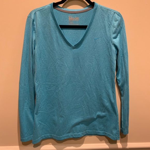 Nike Dri-Fit Long Sleeve V-neck Top M - Picture 2 of 5